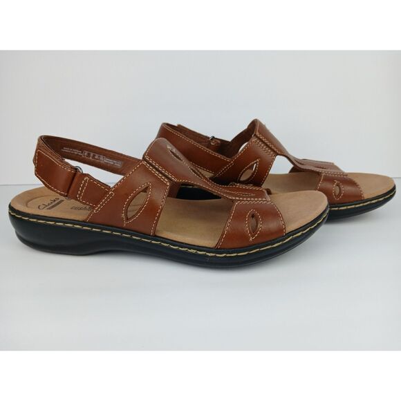 Clark's Collection Leisa Lakelyn Flat Sandal Brown Leather Women’s Size US 11 - Picture 14 of 16